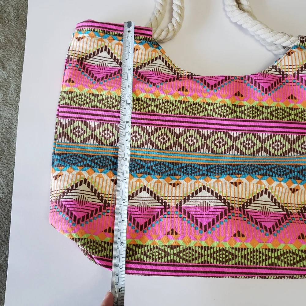 Casual Summer Beach Women Bag Lunch bag High Quality Canvas Striped - Picture 8 of 11